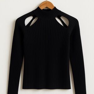 DION LEE SSENSE Exclusive Black Collarbone Skivvy Sweater